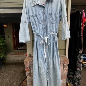 “Speed Limit” denim Long Sleeve Collar Dress